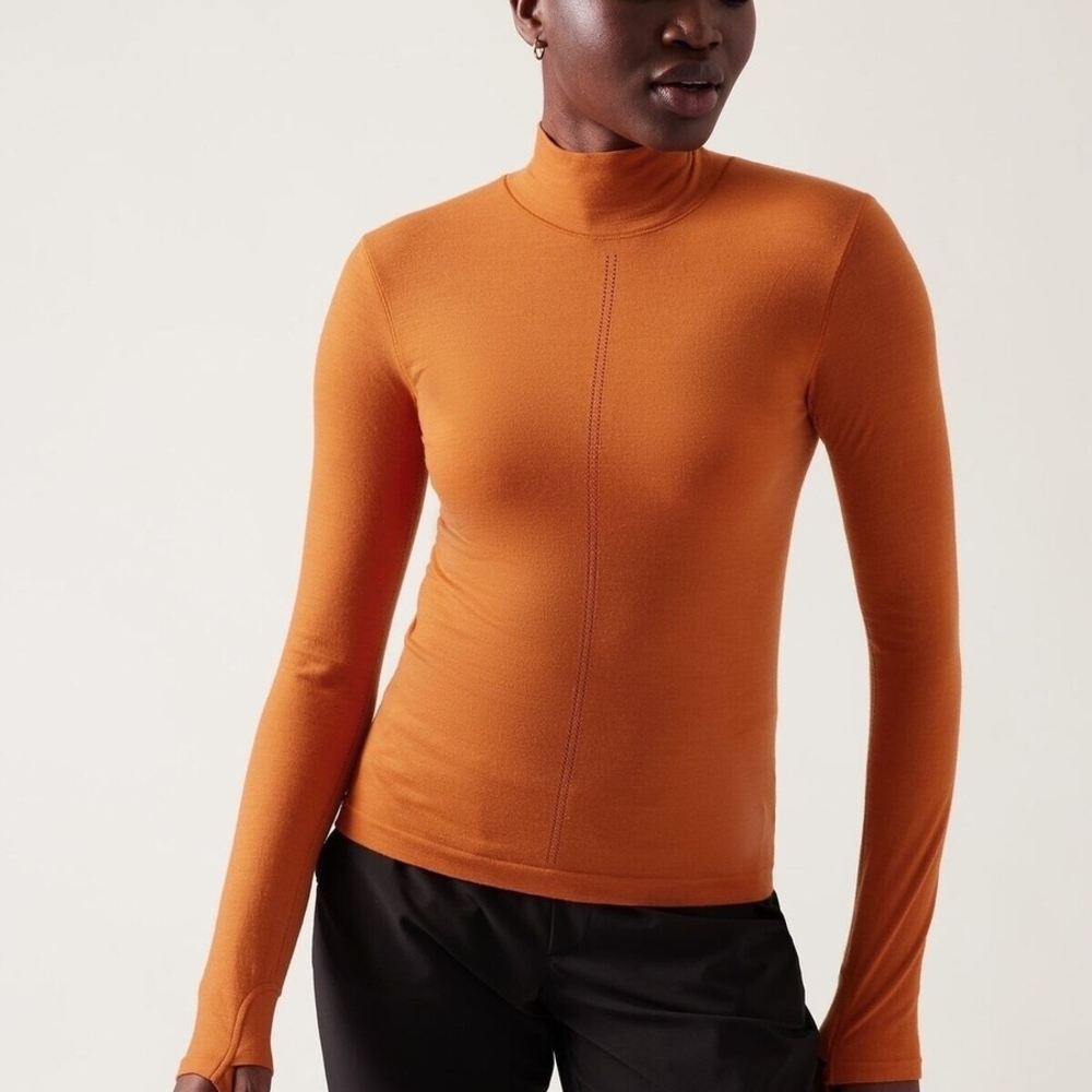 Athleta Orange Fitted Long Sleeve Tee